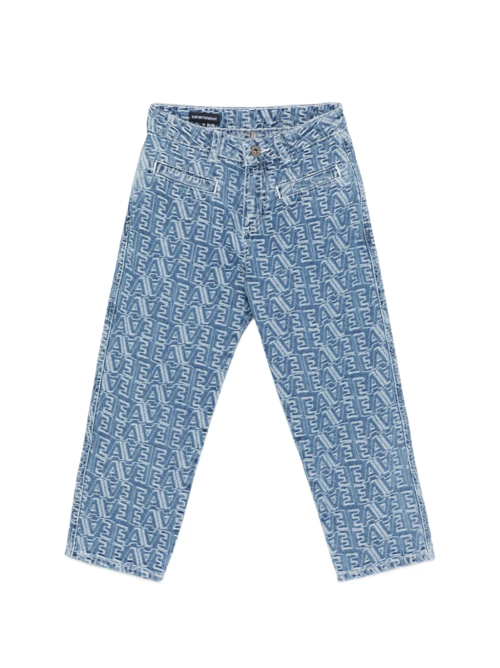 Emporio Armani Kids Jeans dritti con monogramma - Blu