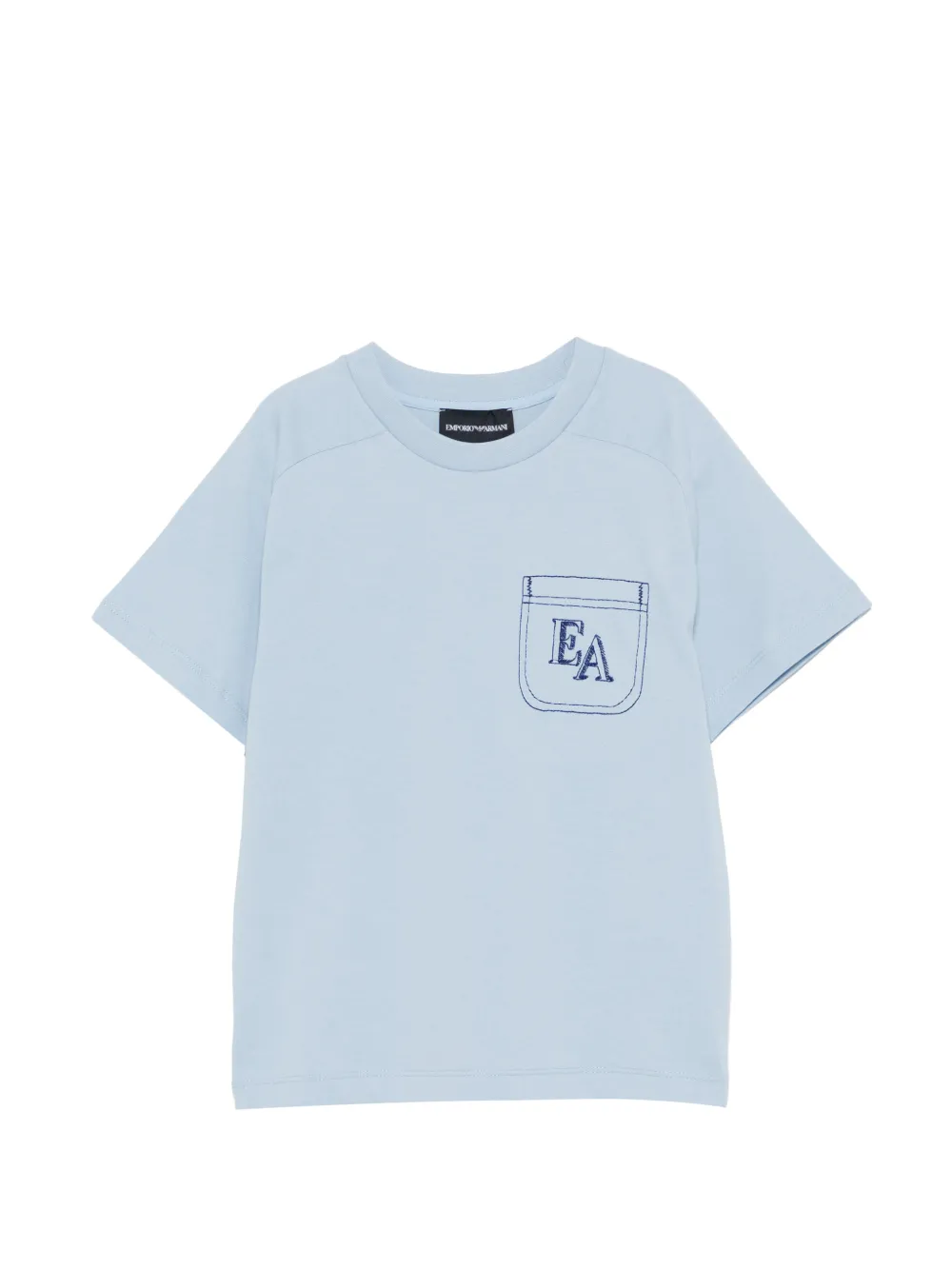 Emporio Armani Kids T-shirt ricamata con tasca - Blu