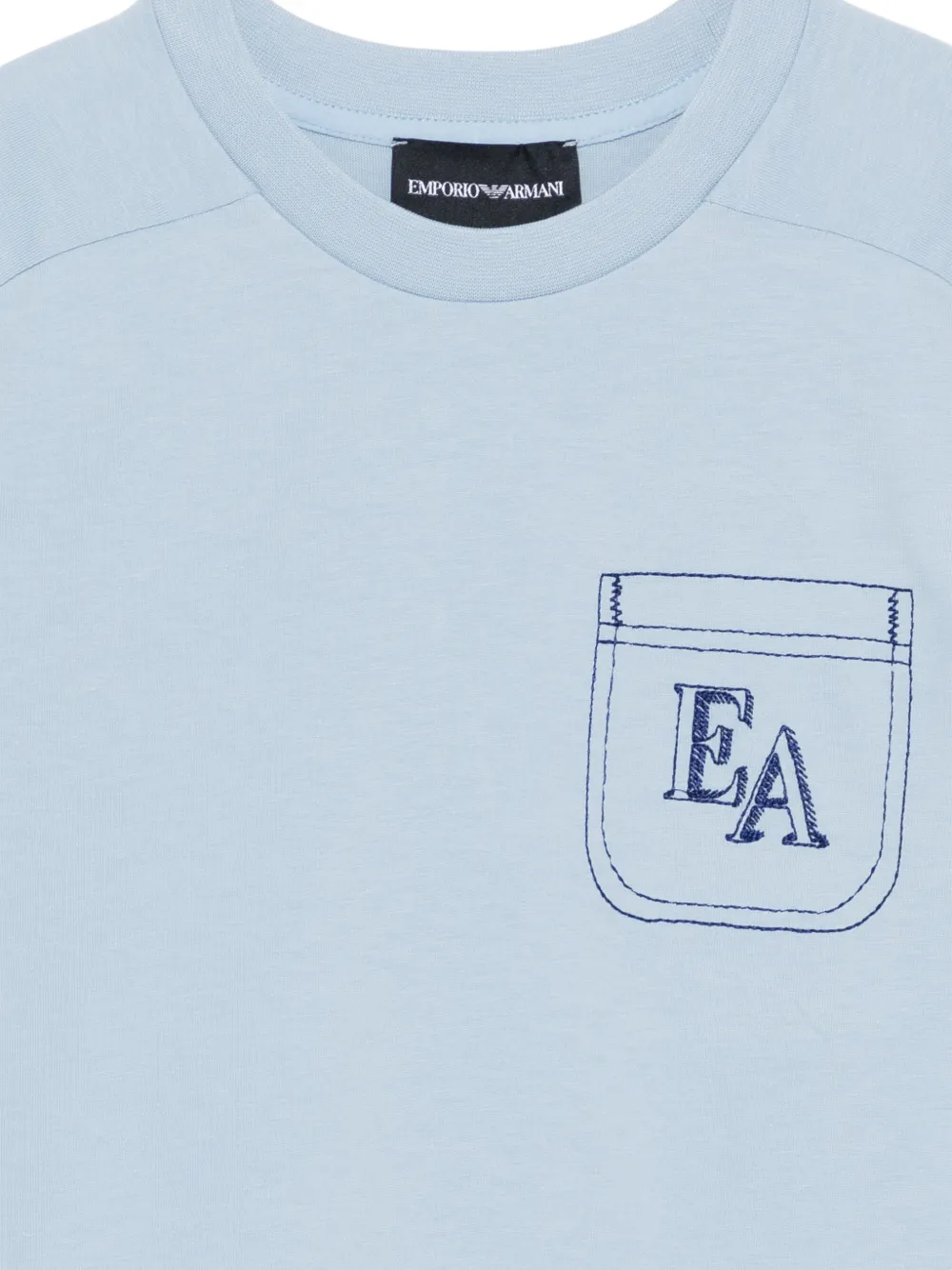 Emporio Armani Kids T-shirt met borduurwerk en zak Blauw