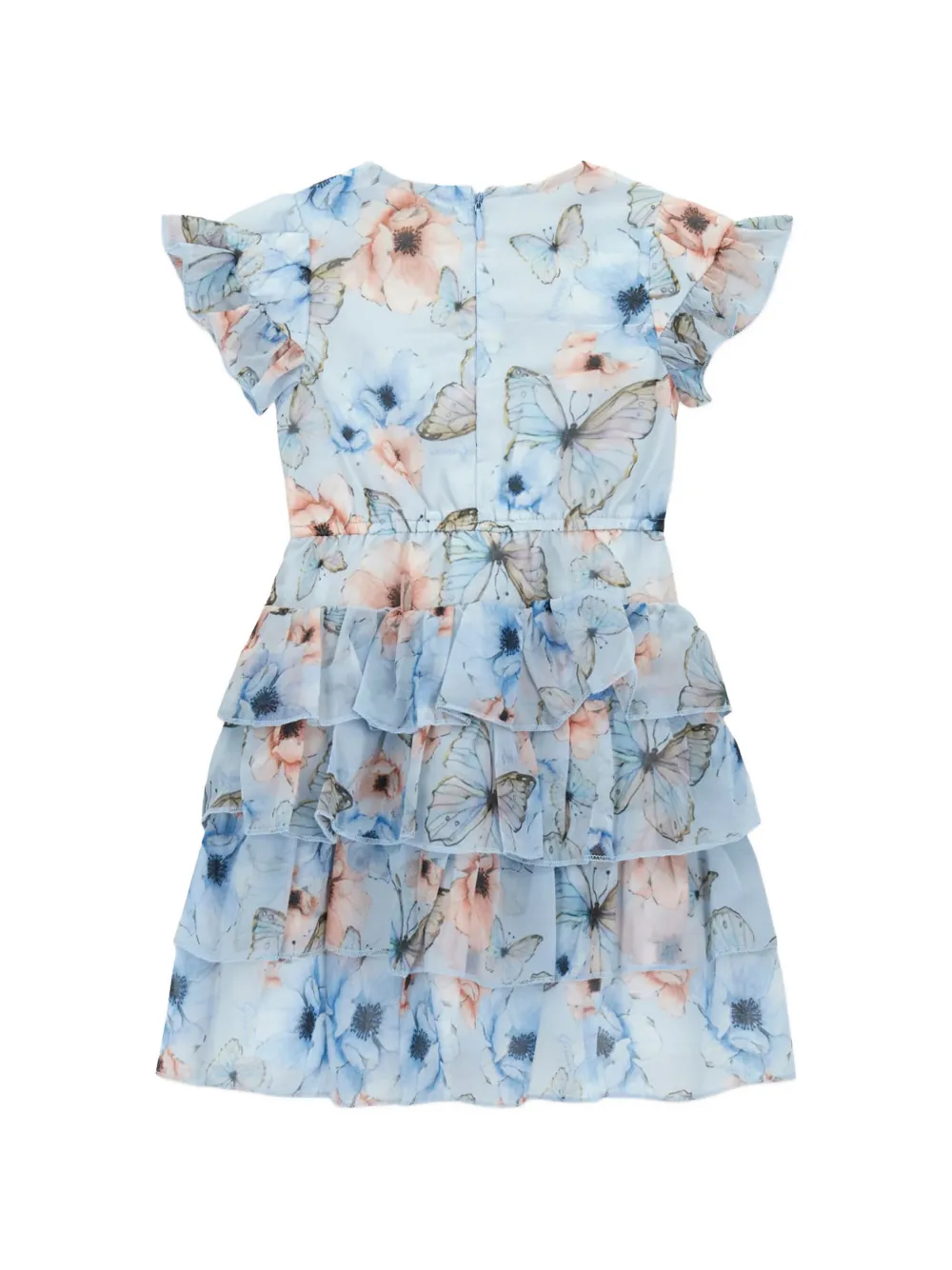 guess kids Jurk met ruches en bloemenprint Blauw