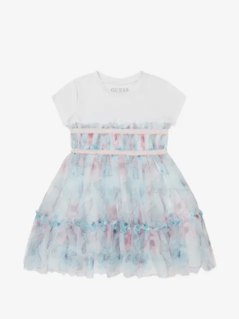 guess kids vestido con volantes y mariposas estampadas