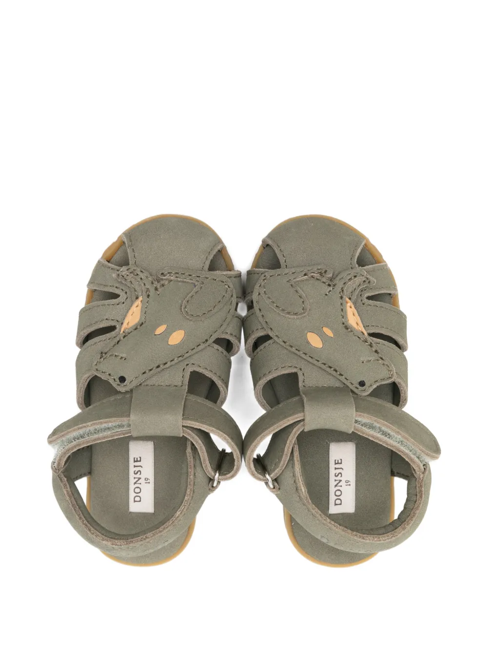 Donsje Sandalen met olifant-applicatie Groen