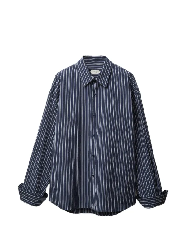 Versace Loose-fitting Shirt in Striped Cotton Poplin in Blue