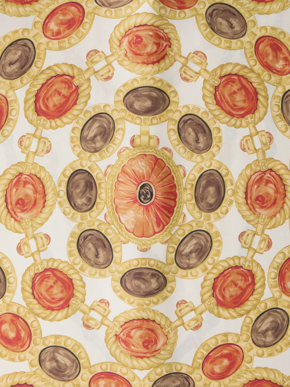 Versace Zijden twill blouse met print Beige