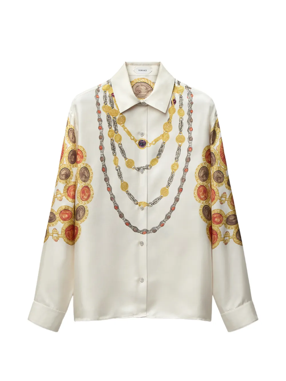 Versace printed silk twill shirt - Nude