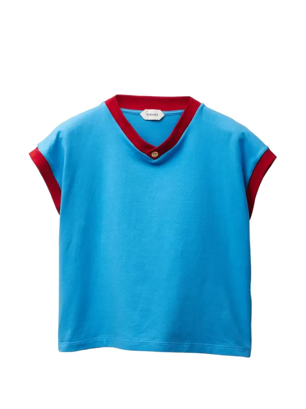 Versace Stretch Cotton-jersey Slim T-shirt in Blue