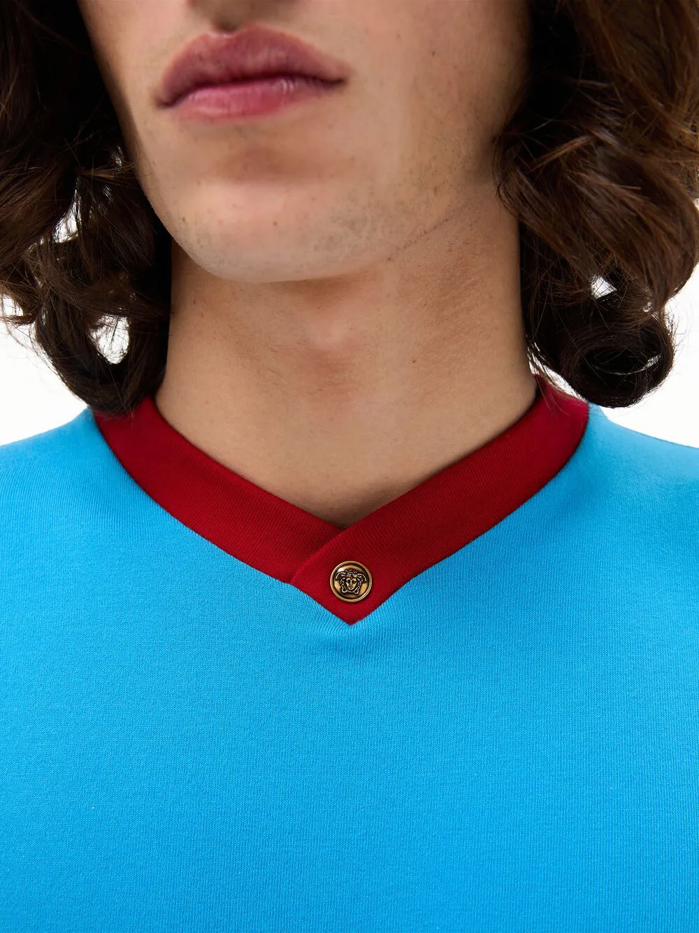 Versace Stretch-katoenen jersey T-shirt Blauw