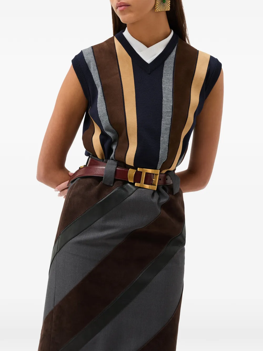  Versace Chaleco De Piel Con Diseño Patchwork - Azul 