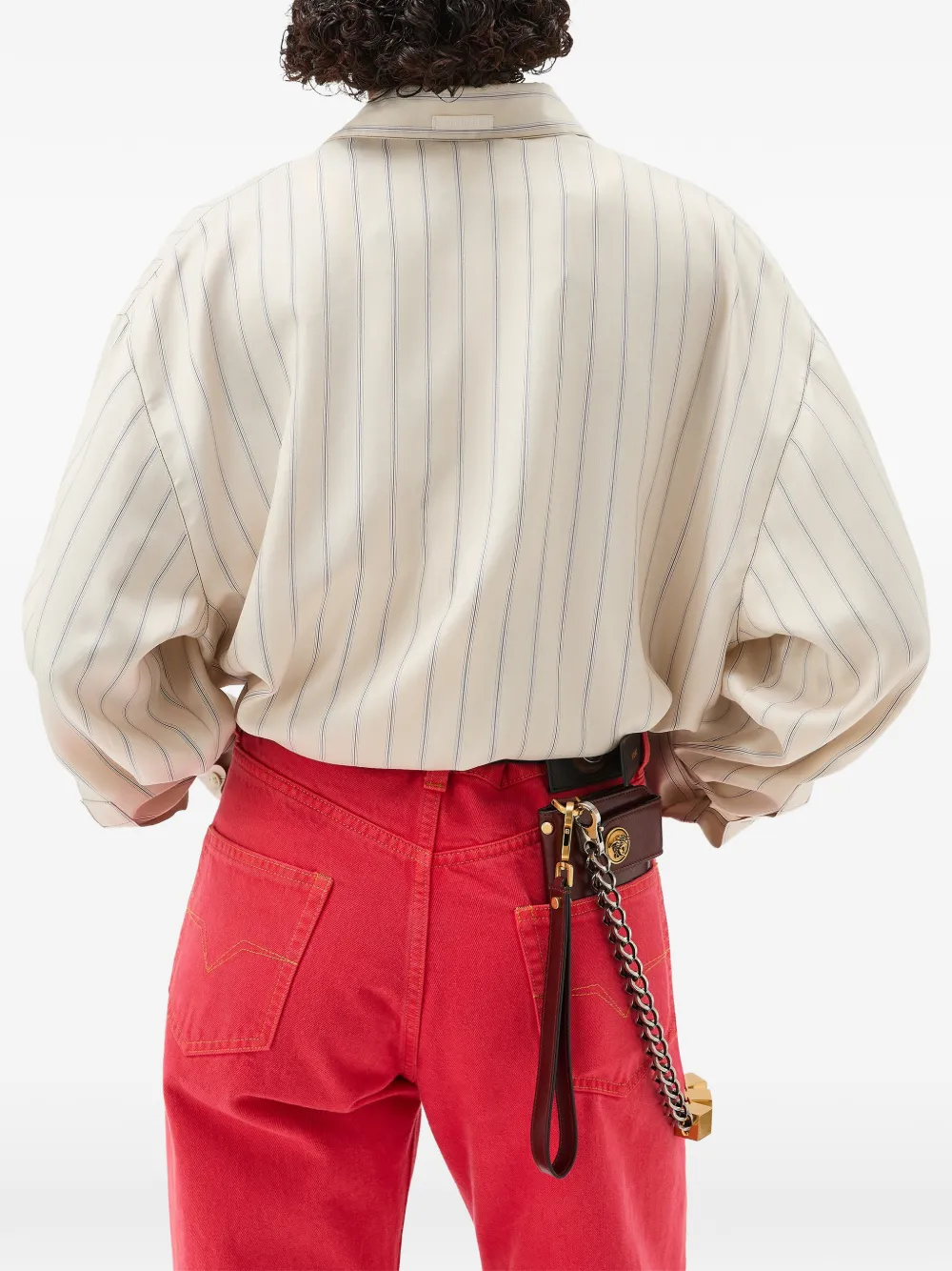  Versace Striped Silk Twill Shirt - Neutrals 