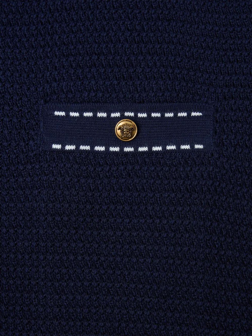  Versace Camiseta De Punto De Algodón - Azul 
