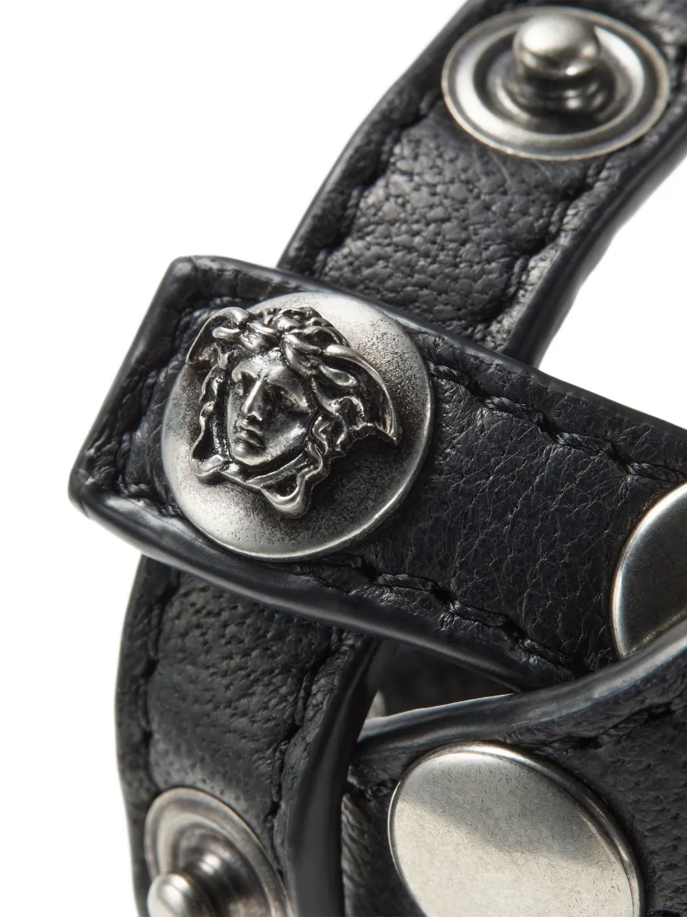  Versace The Spike Leather Bracelet - Silver 