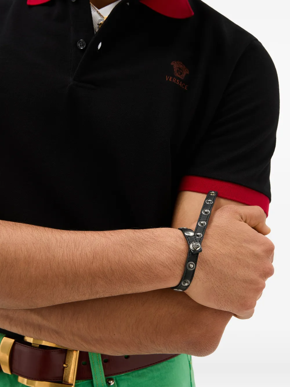 Versace 스파이크 레더 브레이슬릿 | 남성 | Image 2