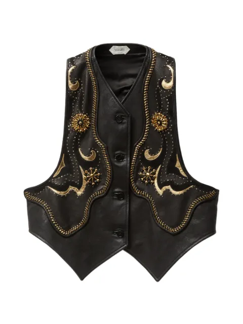 Versace beaded embellished leather waistcoat