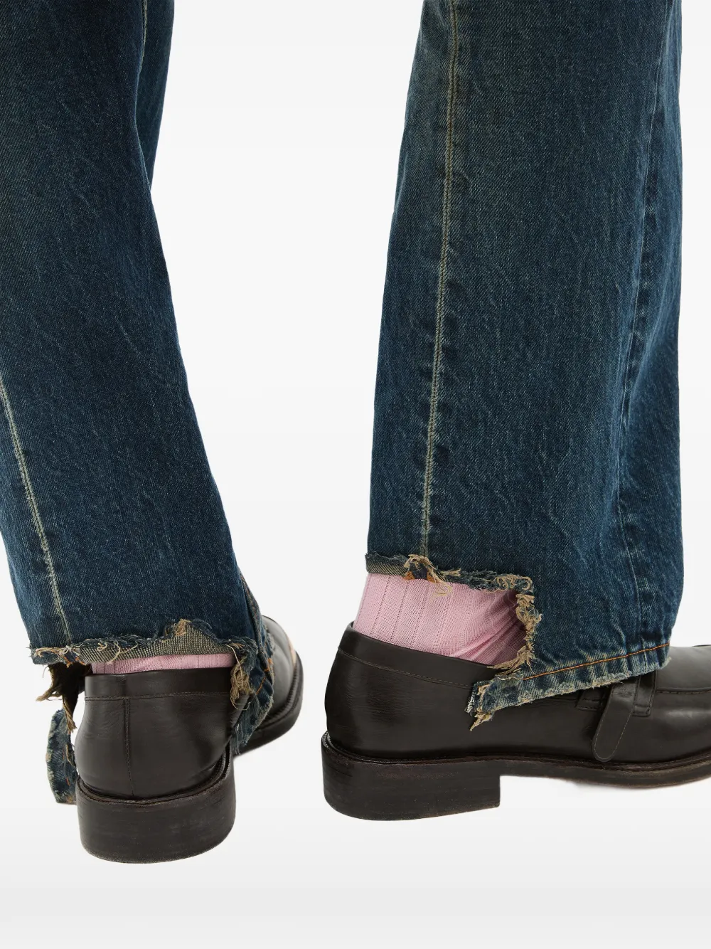 Versace Gerafelde straight jeans Blauw