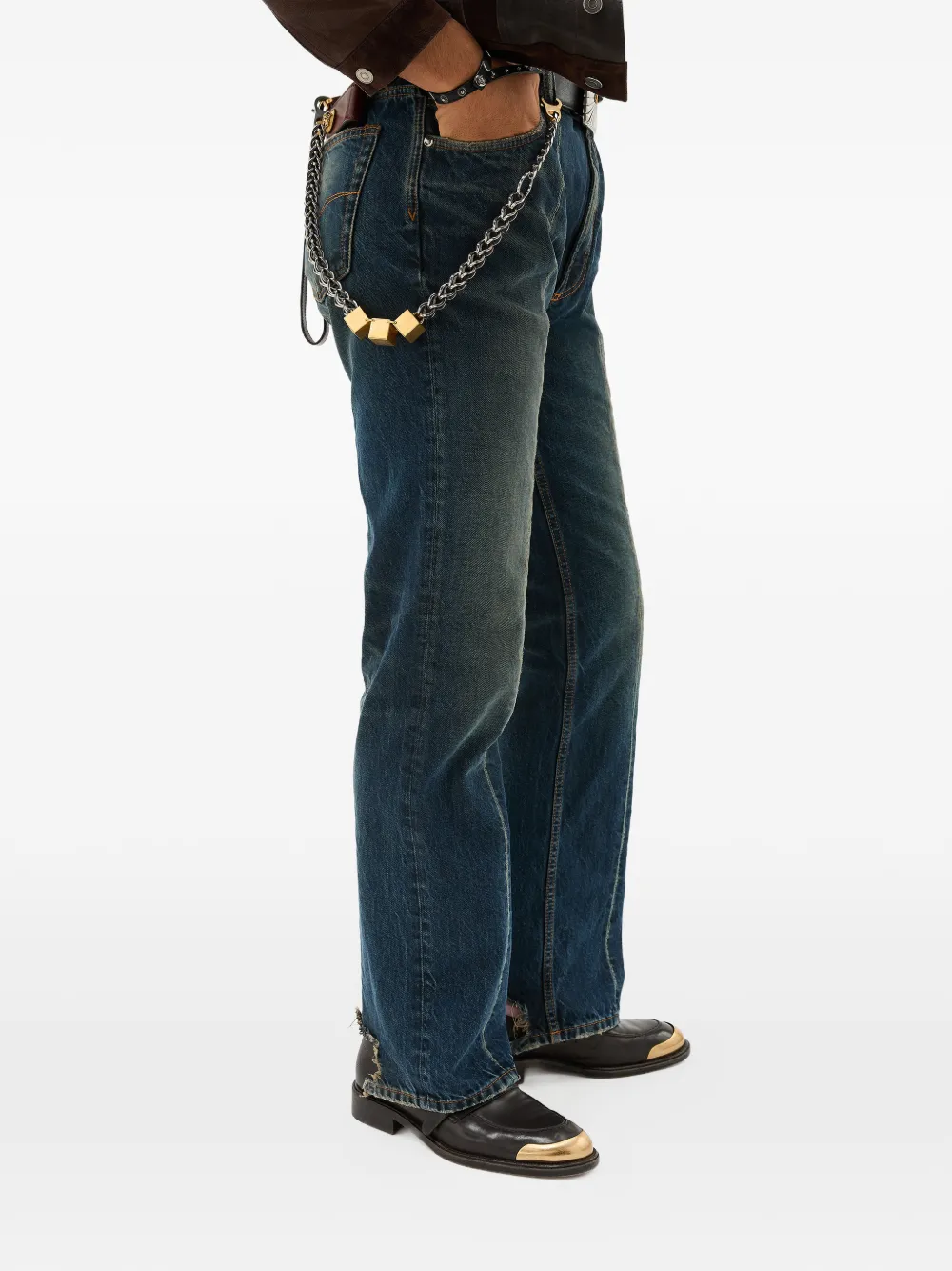 Versace Gerafelde straight jeans Blauw