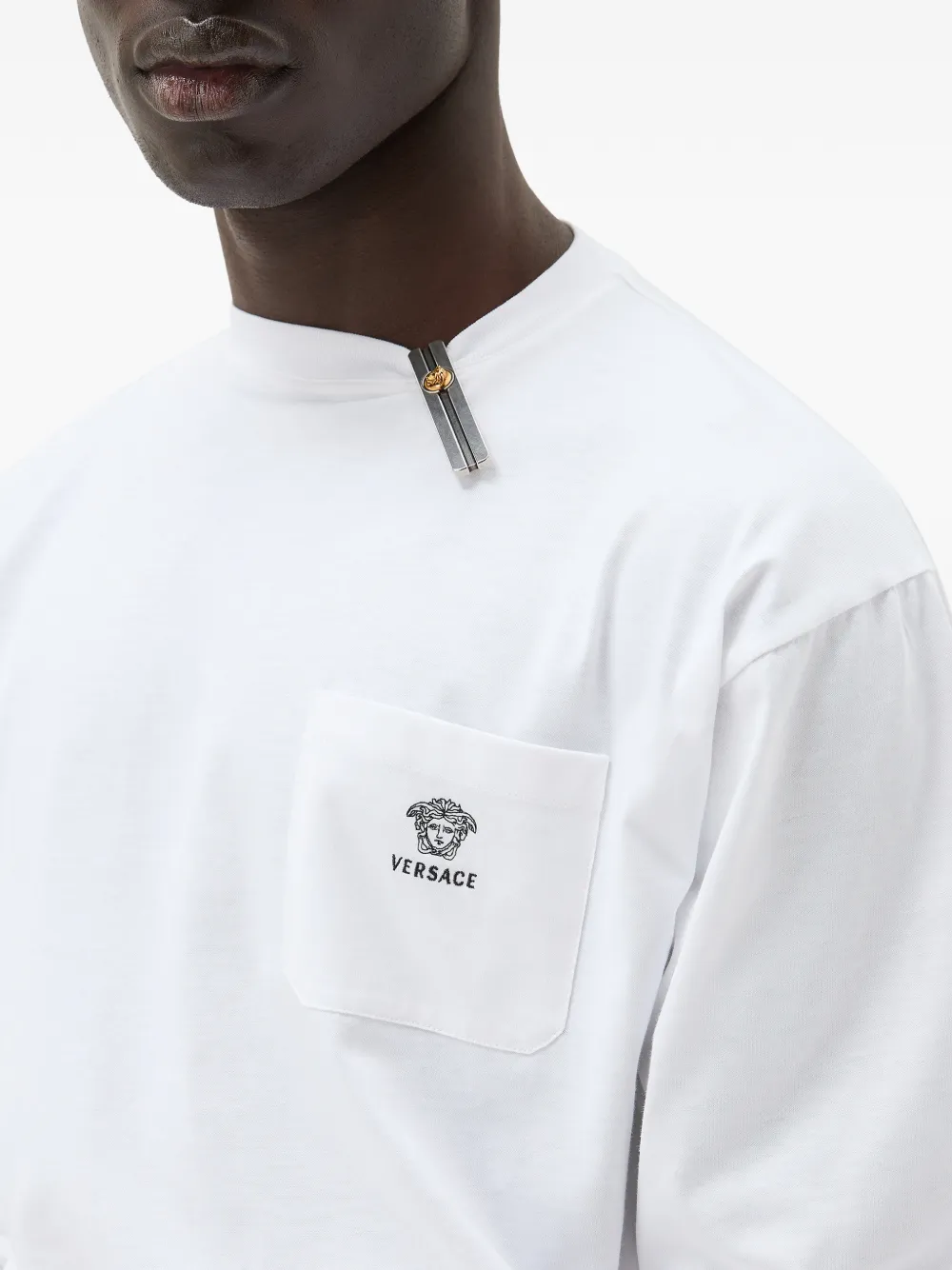 Versace Katoenen-jersey T-shirt met borduurwerk Wit