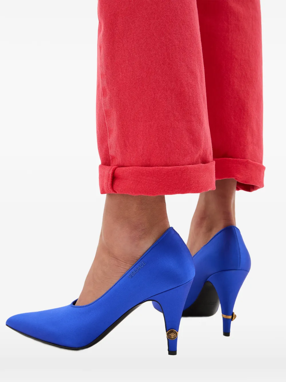 Versace Gianni satijnen pumps 90 mm Blauw