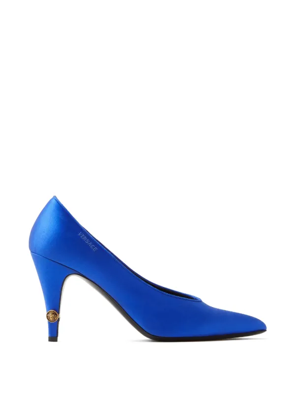 Versace Gianni Satin Pumps 90 Mm in Blue