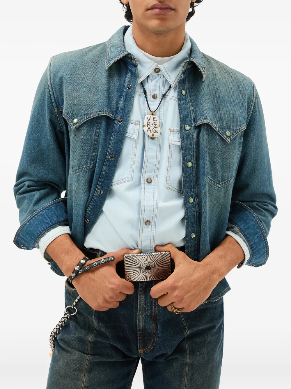 Versace Spijkershirt Blauw