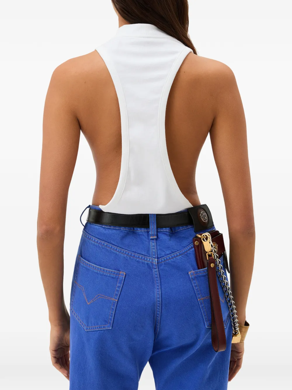 Versace Geborduurde stretch katoenen jersey tanktop Wit