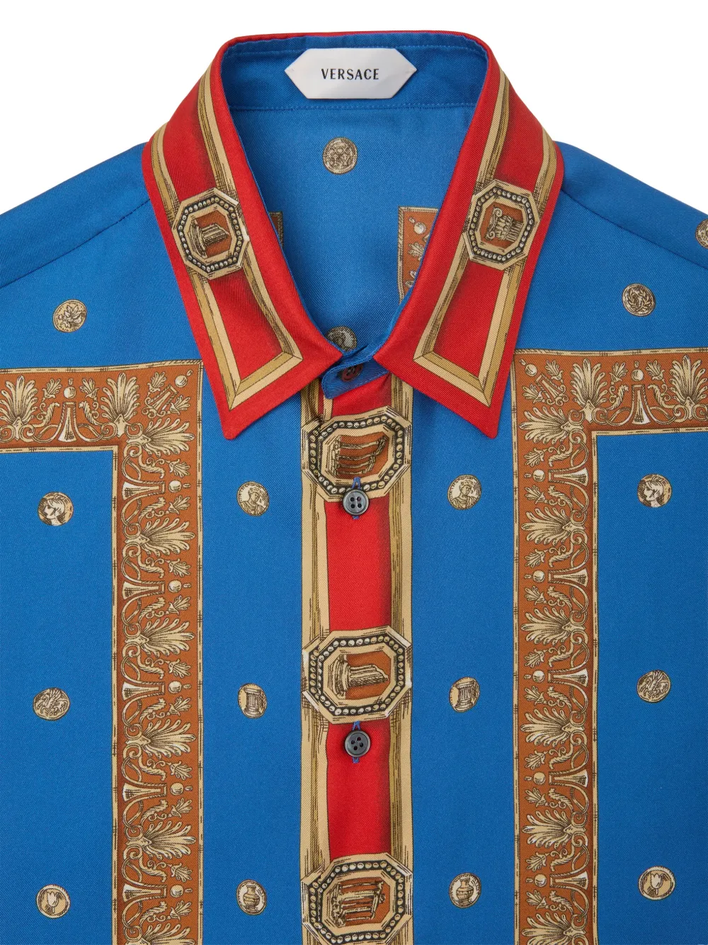 Versace Zijden twill overhemd met print Blauw