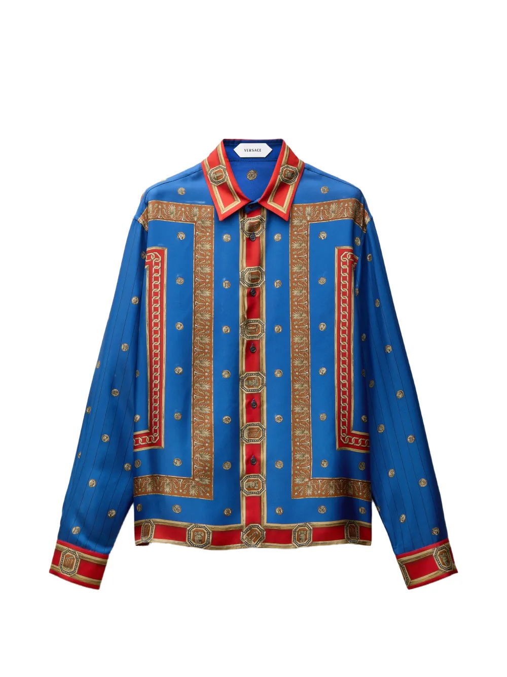 Versace printed silk twill regular shirt - Blau