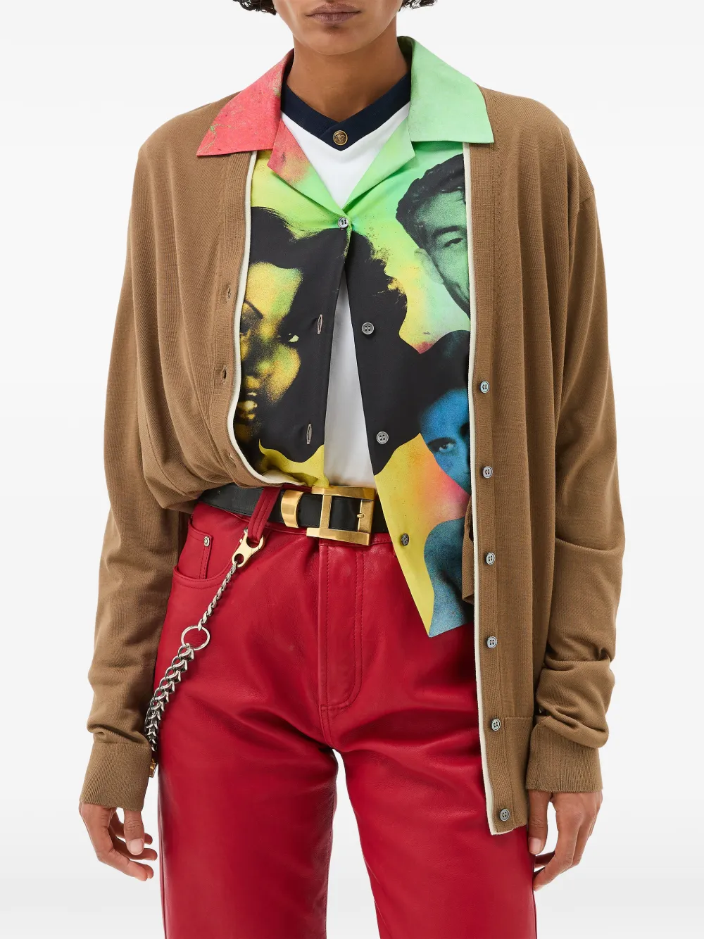  Versace V-neck Cardigan - Brown 