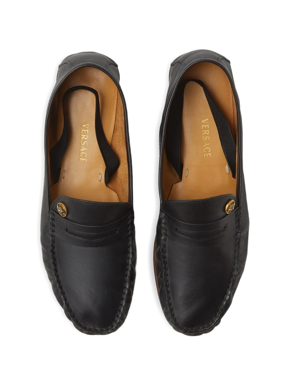 Versace Guanto leren loafers Zwart