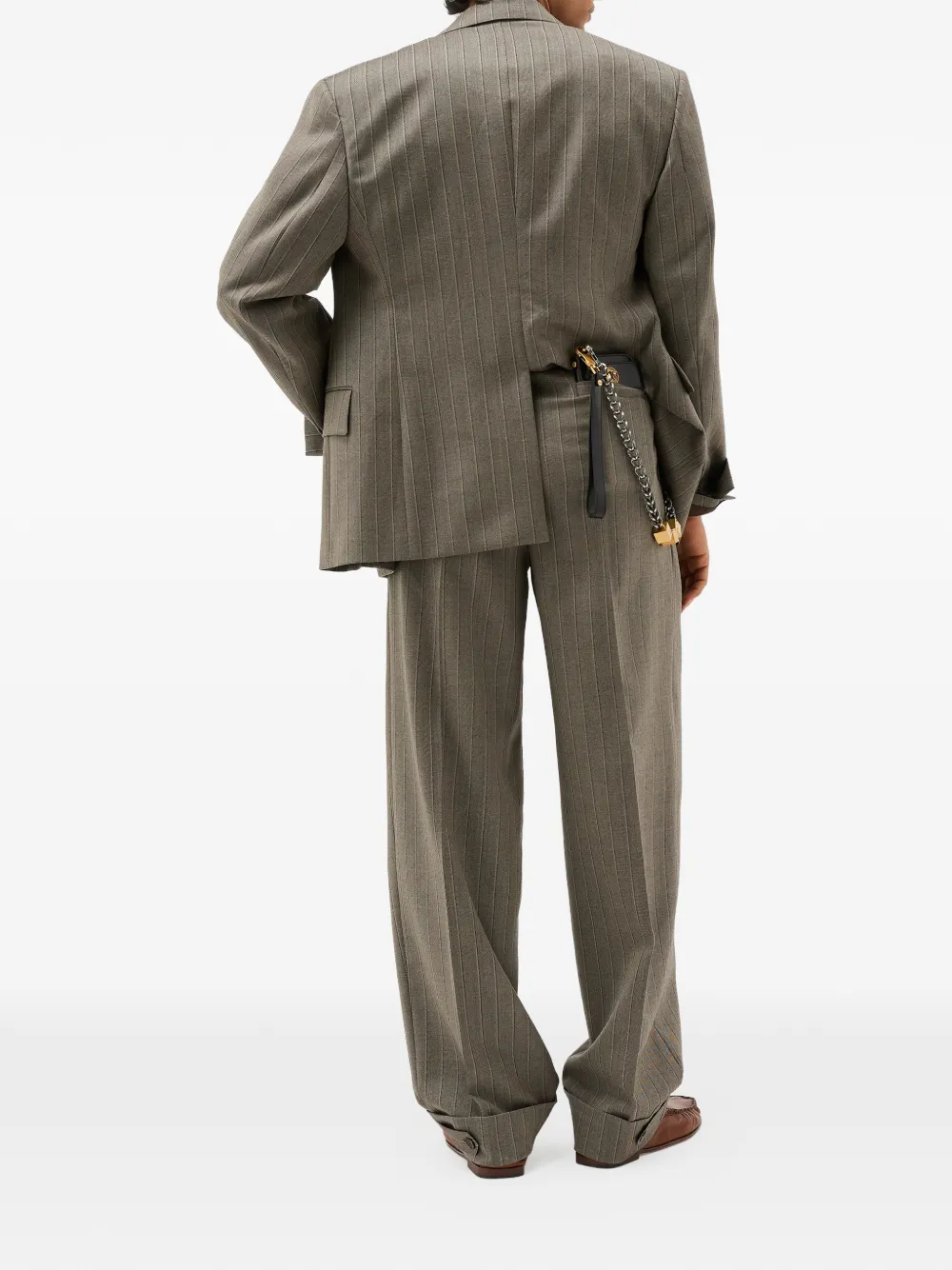 Versace Twill oversized broek met krijtstreep Grijs