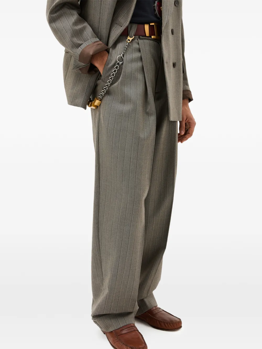 Versace Twill oversized broek met krijtstreep Grijs