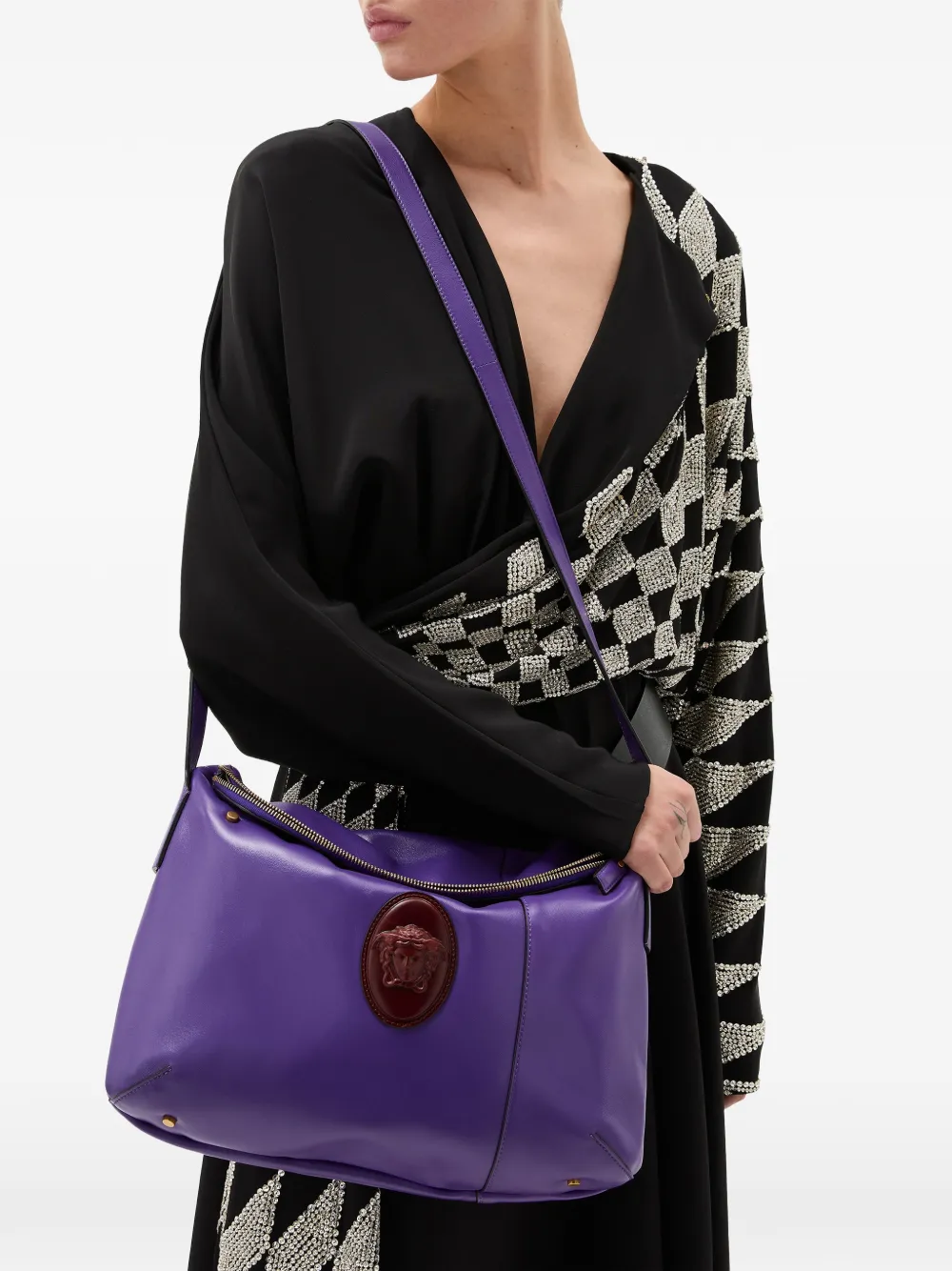  Versace Lou Nappa Shoulder Bag - Purple 