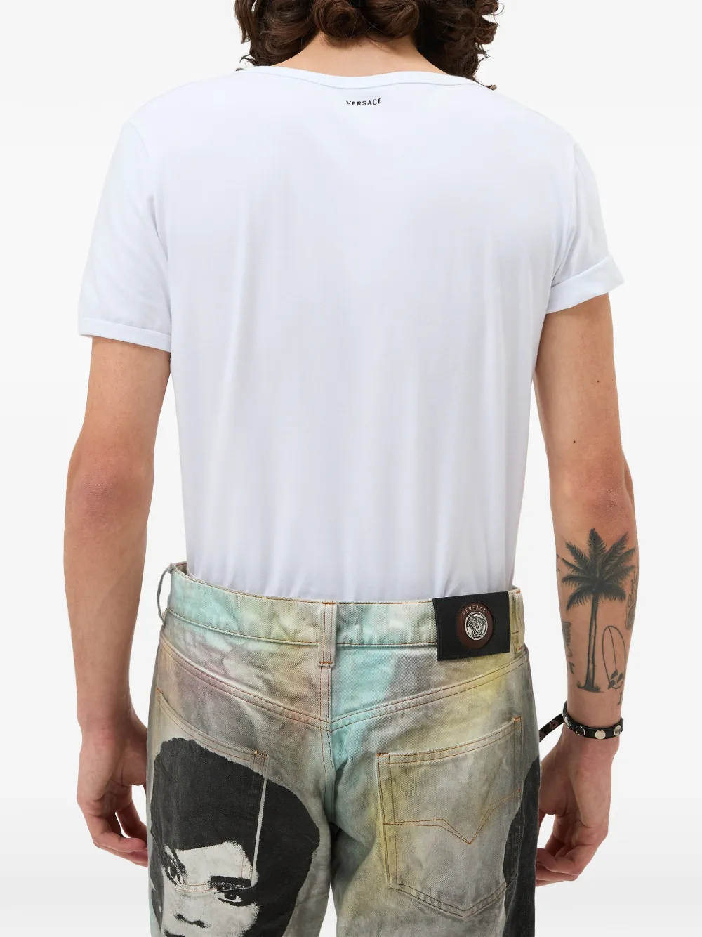 Versace Katoenen-jersey T-shirt met borduurwerk Wit