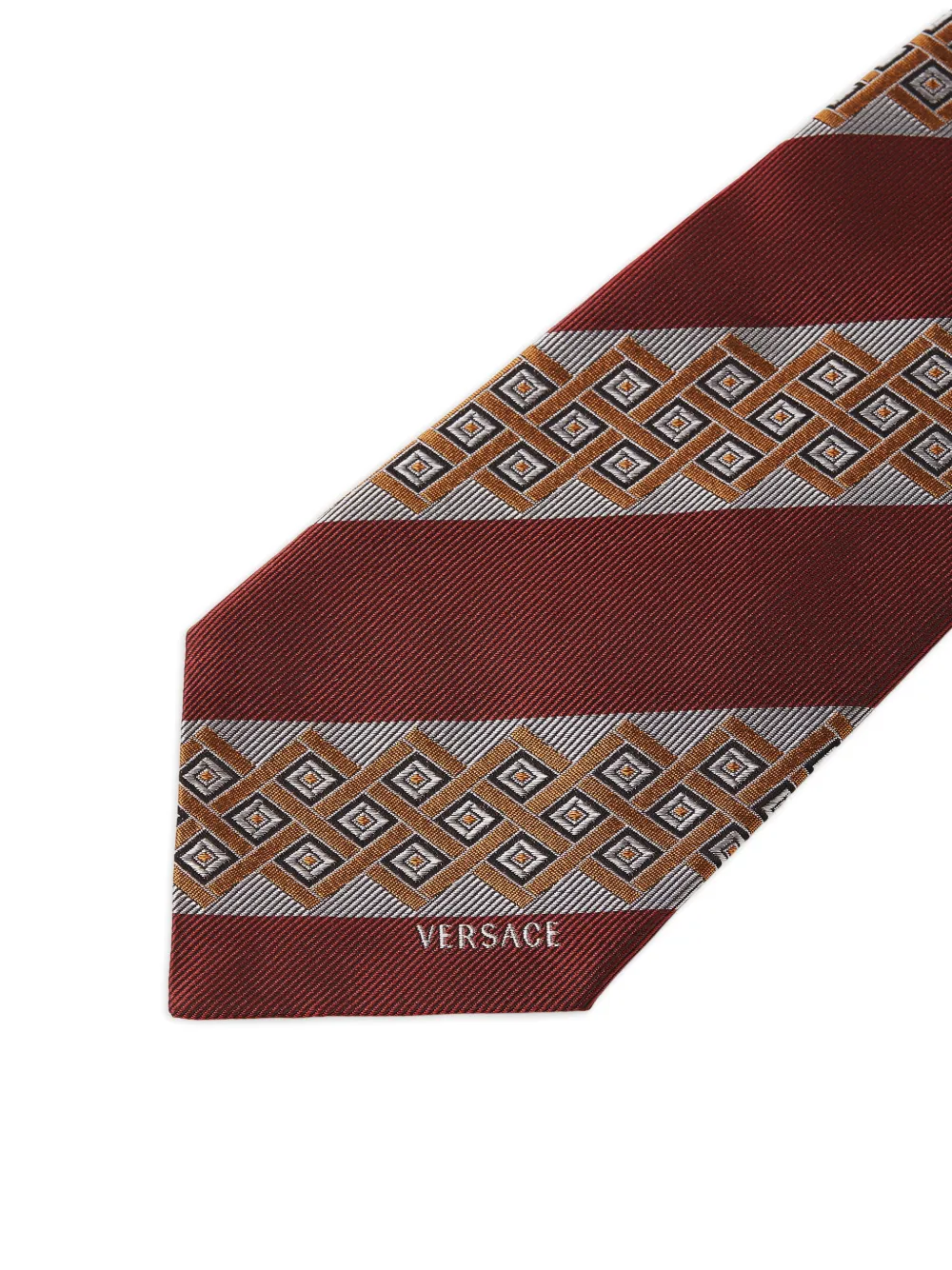  Versace Printed Jacquard Silk Tie - Red 