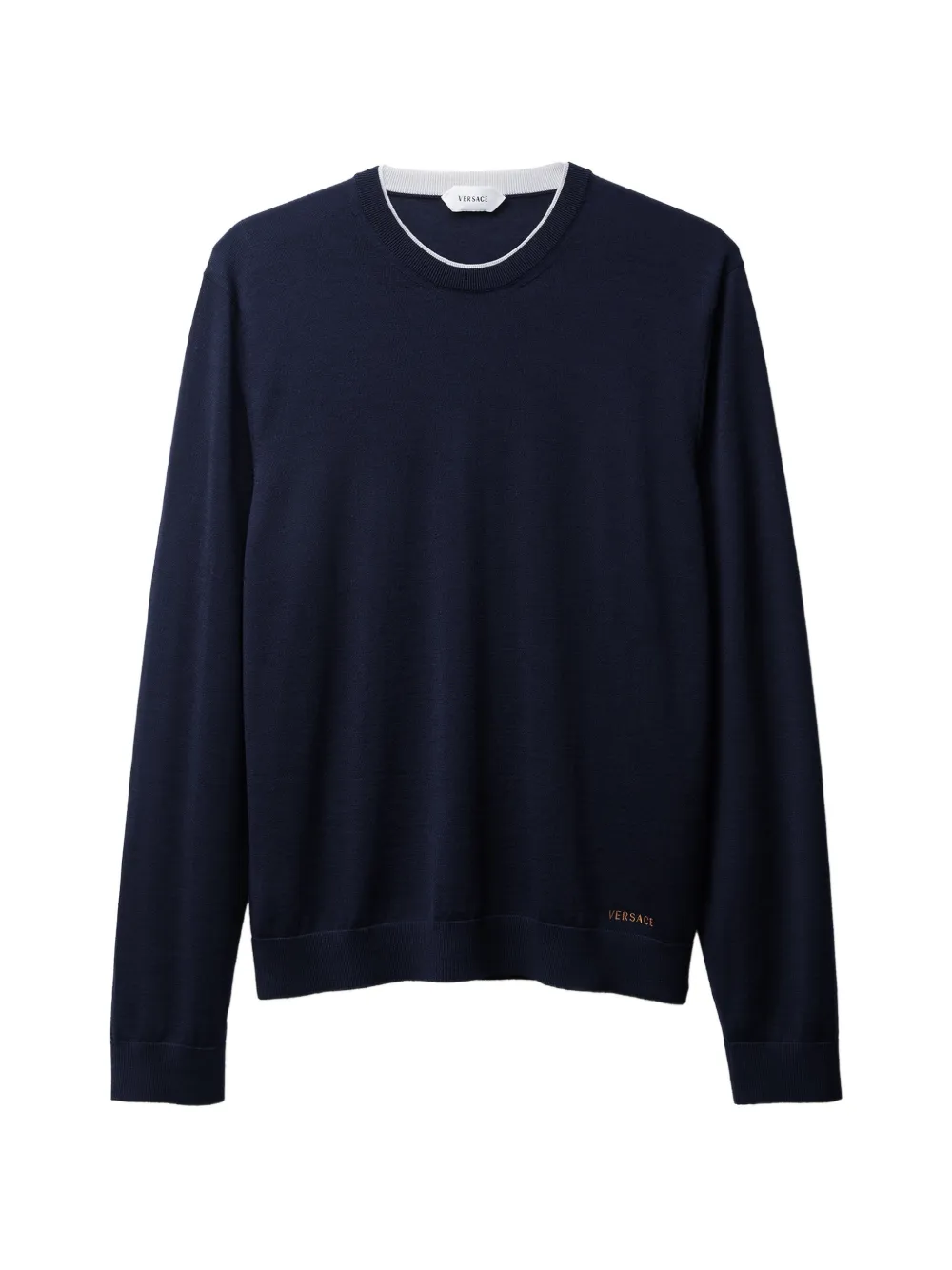 Versace embroidered wool knit crew-neck sweater - Blau