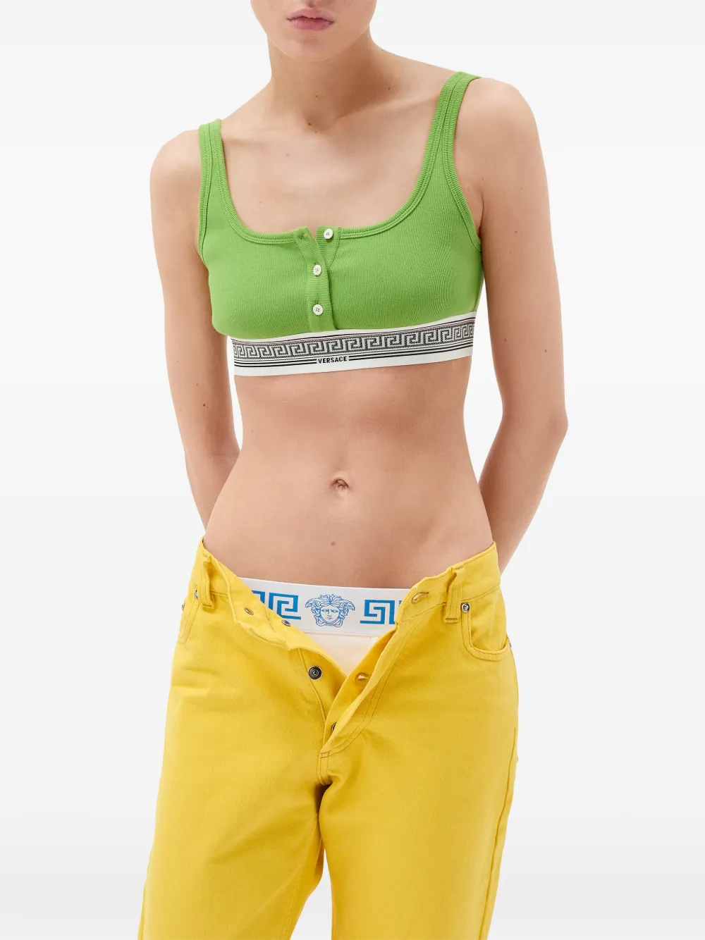  Versace Button Trim Bra - Green 