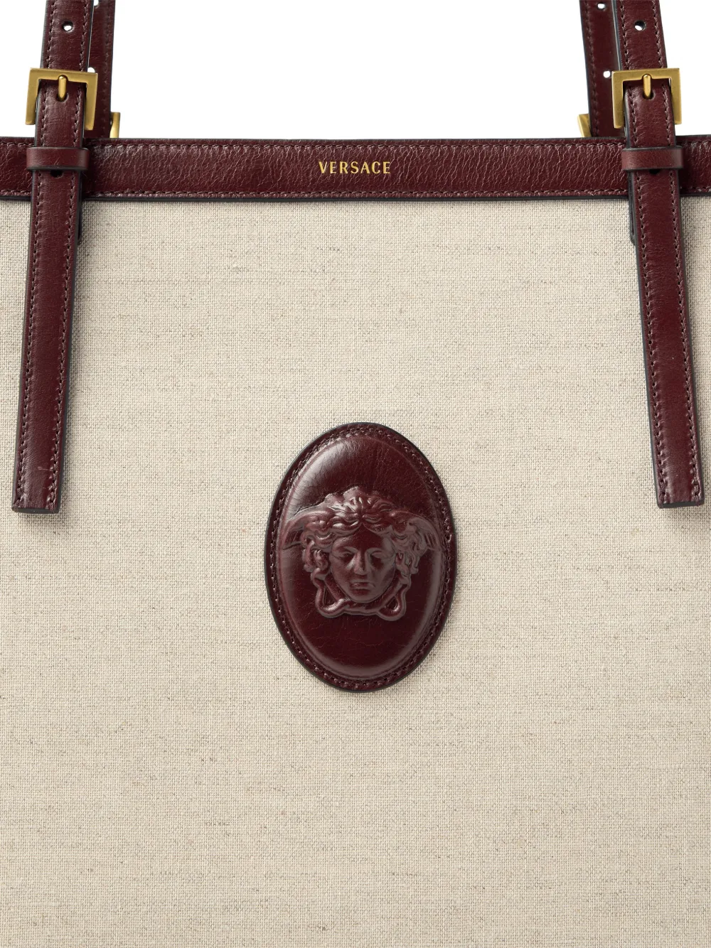 Versace Rivière grote canvas shopper Beige