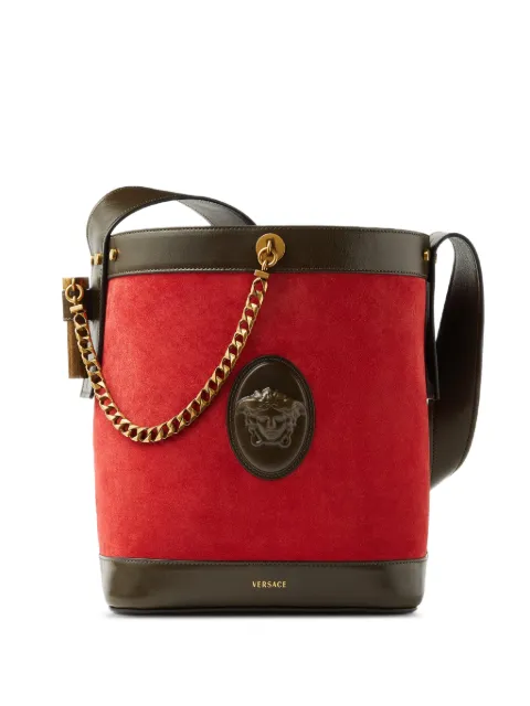 Versace Pivot small suede bucket bag