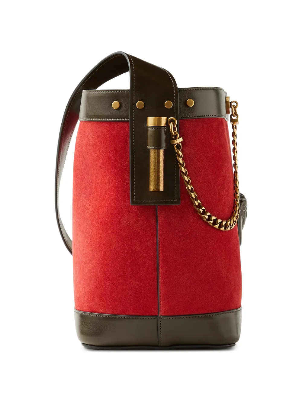Versace Pivot kleine suède bucket-tas Rood