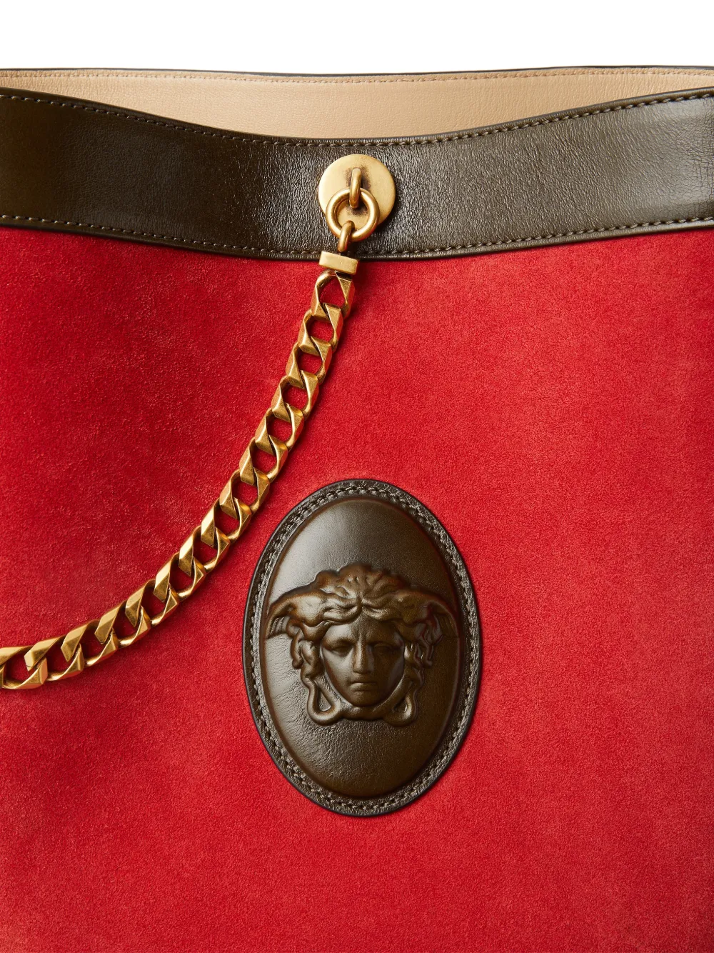 Versace Pivot kleine suède bucket-tas Rood