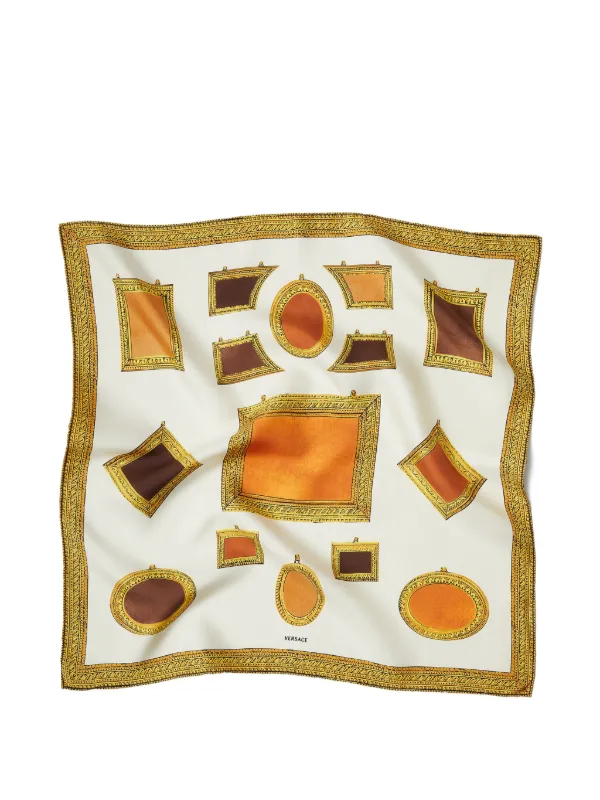 Versace プリント シルクツイルスカーフ 70cm | ニュートラル