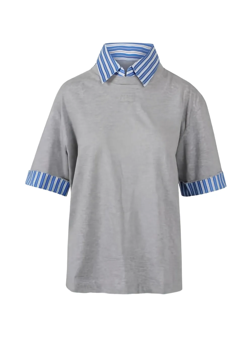 Nº21 striped-collar T-shirt - Grigio