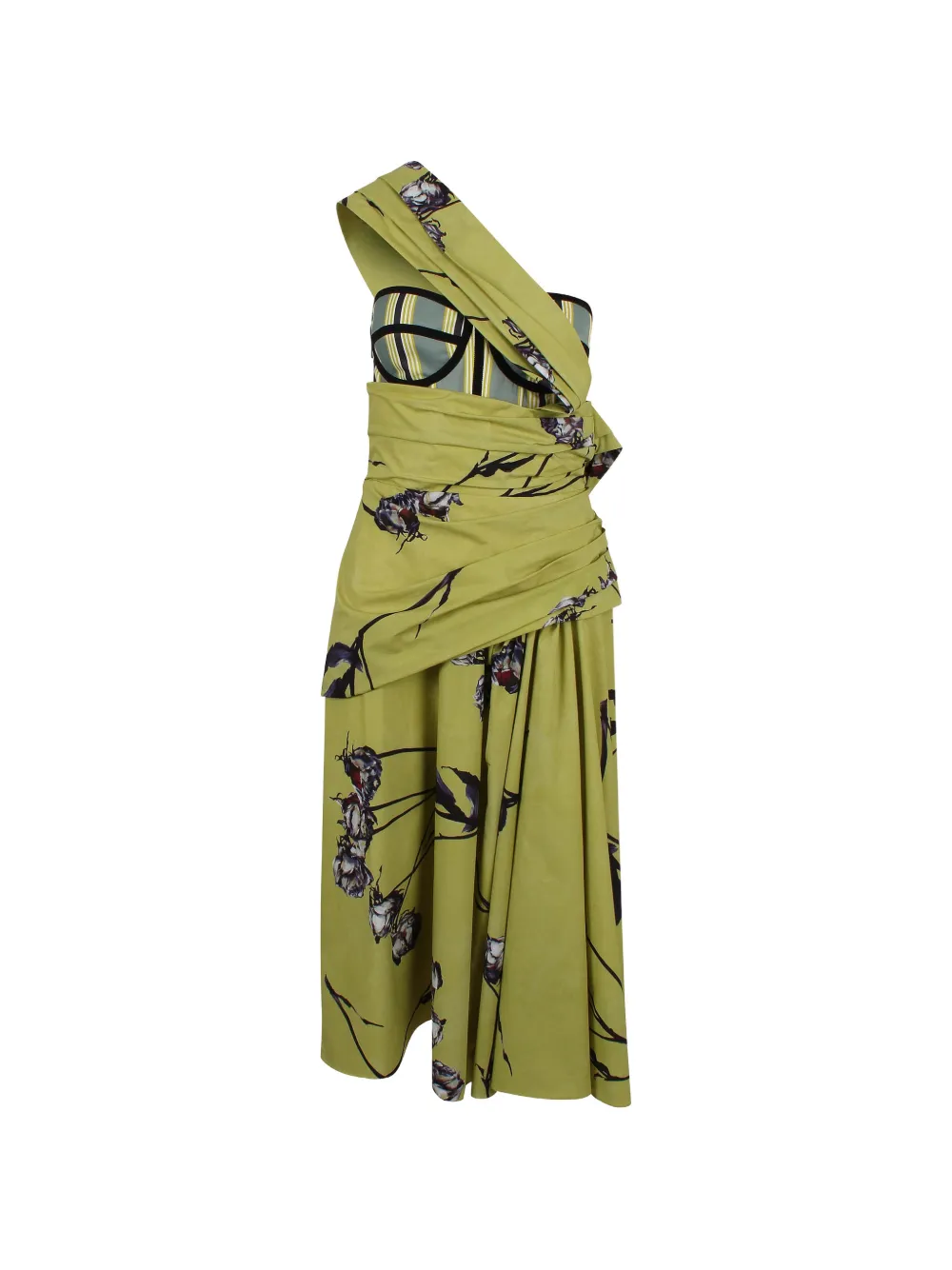 Antonio Marras floral-print draped one-shoulder dress - Verde