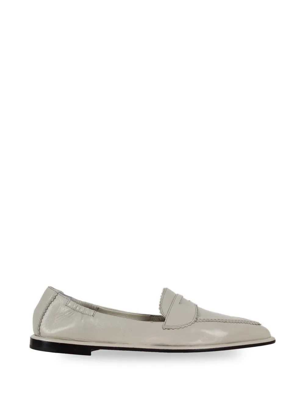 Pomme D´Or Grace scalloped leather loafers - Grau