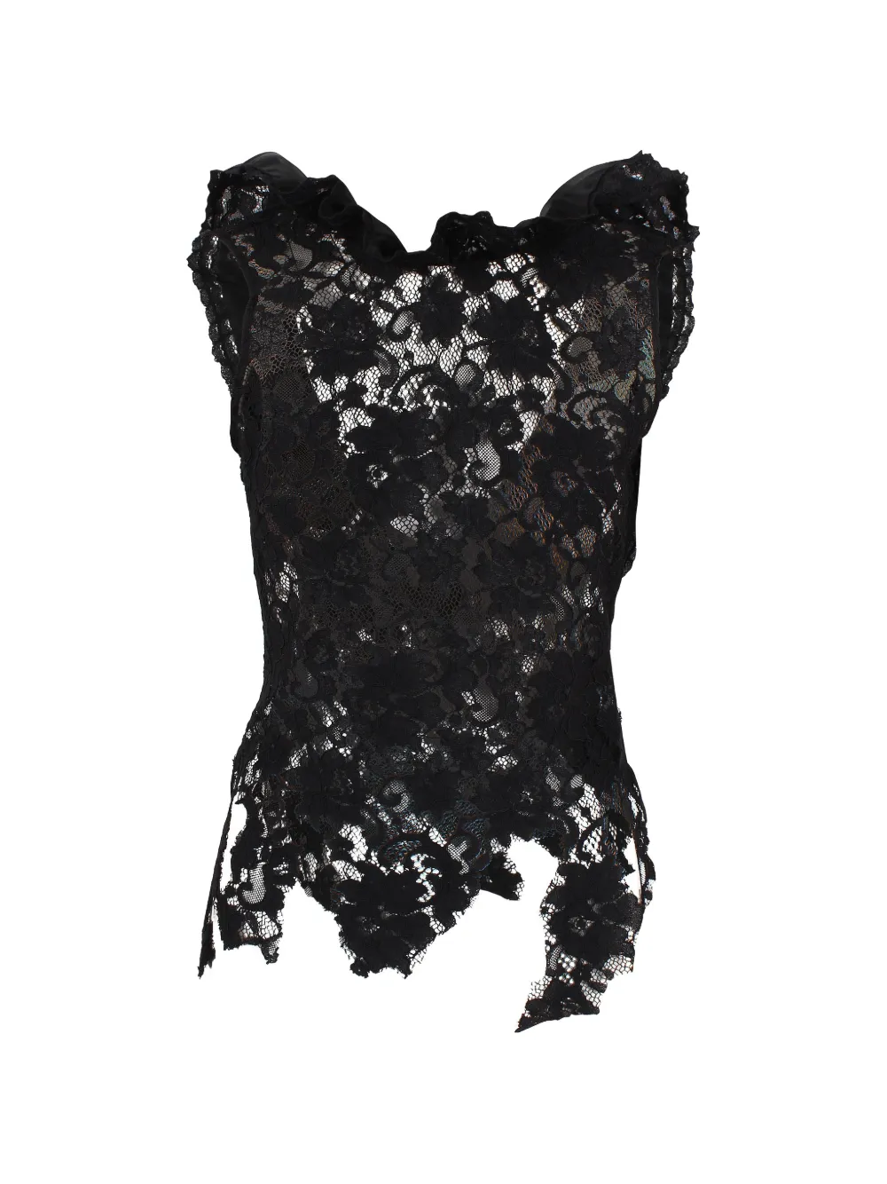 Giuseppe Di Morabito ruffled lace top - Nero