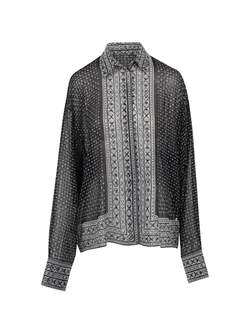 Ermanno Scervino patterned sheer shirt - Nero