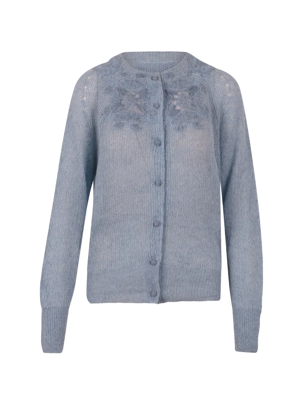 Ermanno Scervino lace-appliqué open-knit cardigan - Blau