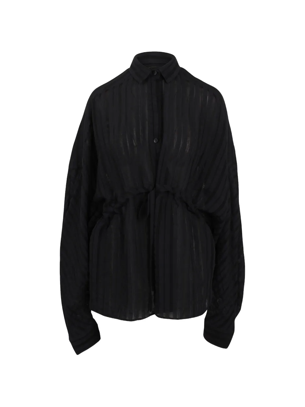 The Latest Drawstring Striped Shirt In Black