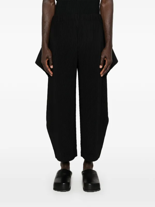 HOMME PLISSE ISSEY MIYAKE コンプリート トラウザーズ Homme Plissé Issey Miyake Pleated Cropped Trousers | Black | FARFETCH