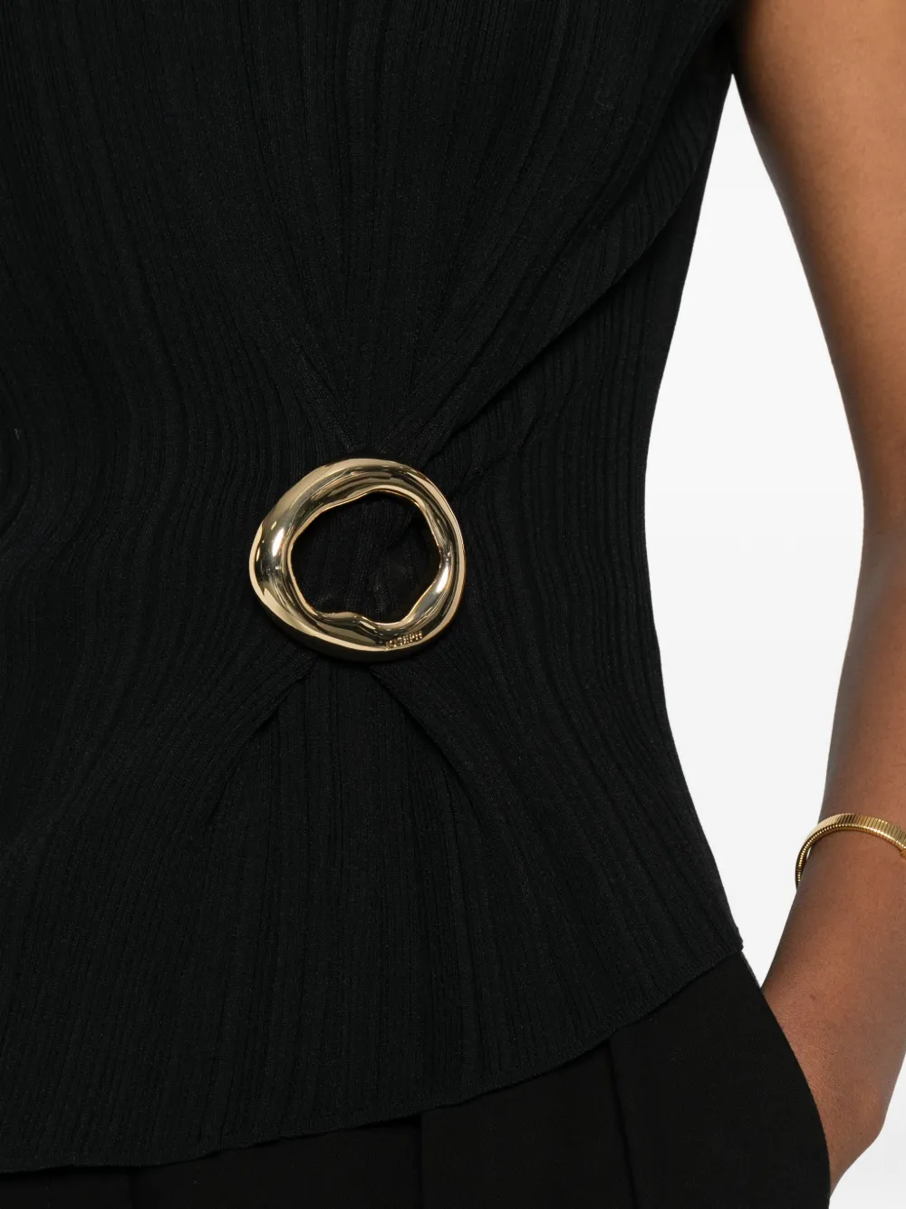 JOSEPH Kenit top met asymmetrische zoom Zwart