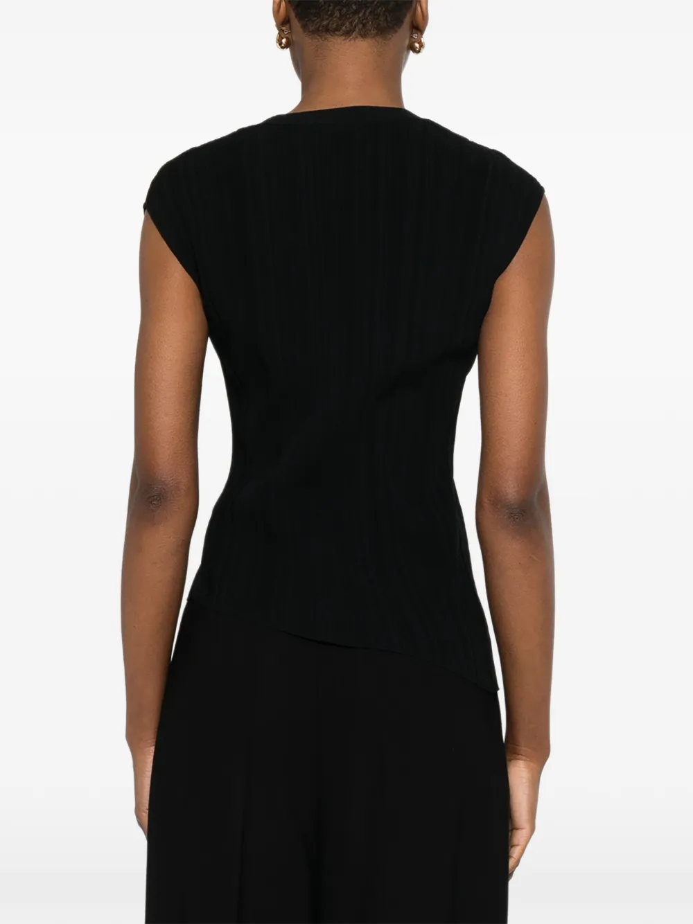 JOSEPH Kenit top met asymmetrische zoom Zwart